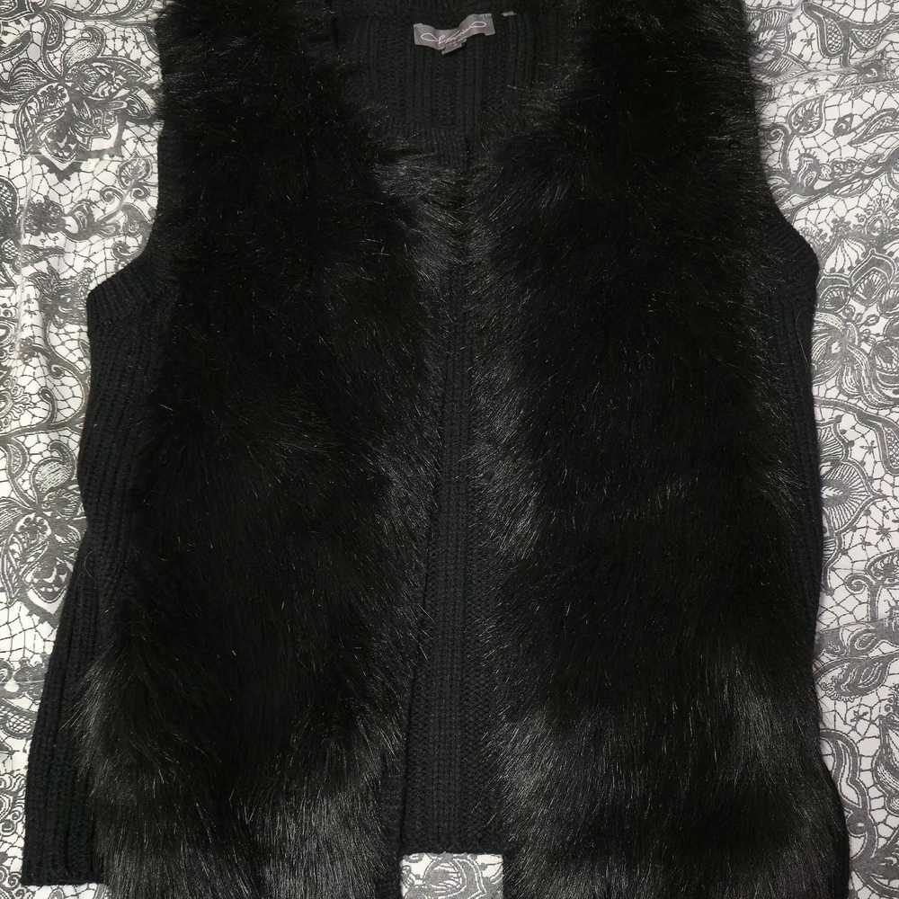 Black Faux Fur Vest